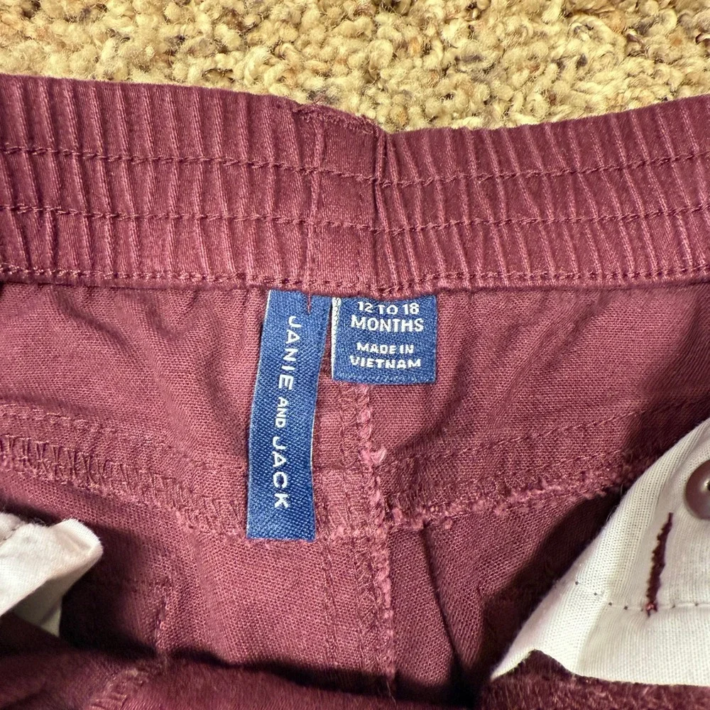 Janie and Jack Toddler Boys Maroon Twill Stretch Pants Burgundy 12-18 Months
